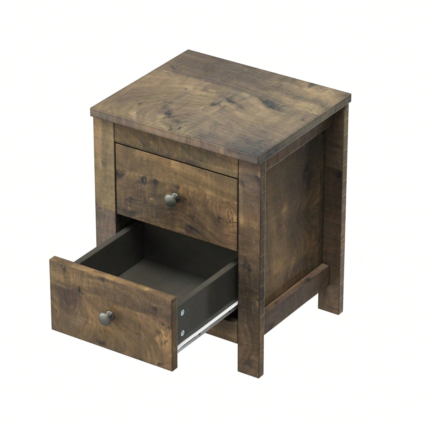 Rustic Wooden Nightstand Set Of 2 With Storage Cabinet For Bedroom Antique Walnut Finish