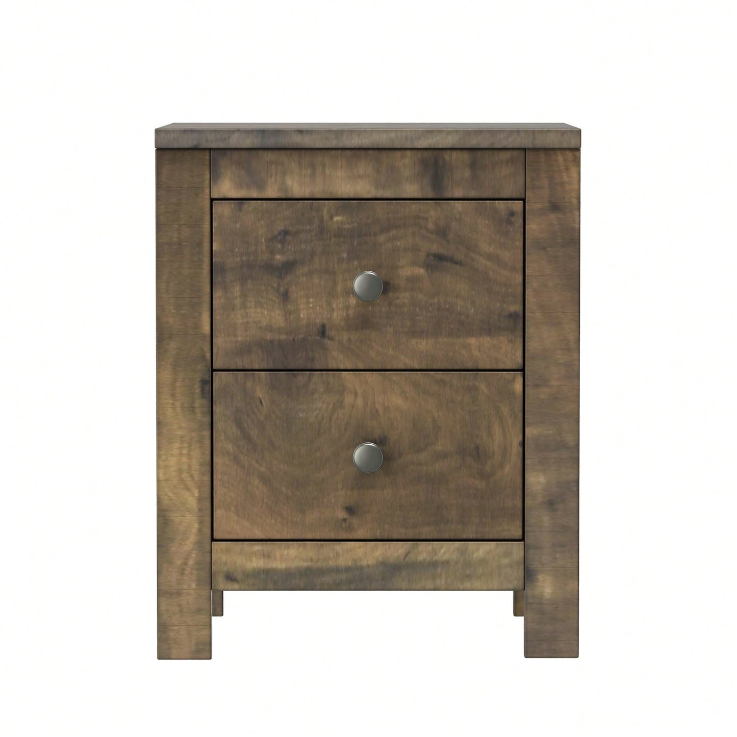 Rustic Wooden Nightstand Set Of 2 With Storage Cabinet For Bedroom Antique Walnut Finish