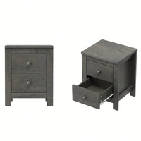 Rustic Wooden Nightstand Set Of 2 With Storage Cabinet For Bedroom Antique Walnut Finish