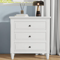 Elegant 3-Drawer Wooden Nightstand With Ample Storage Space For Bedroom Furniture