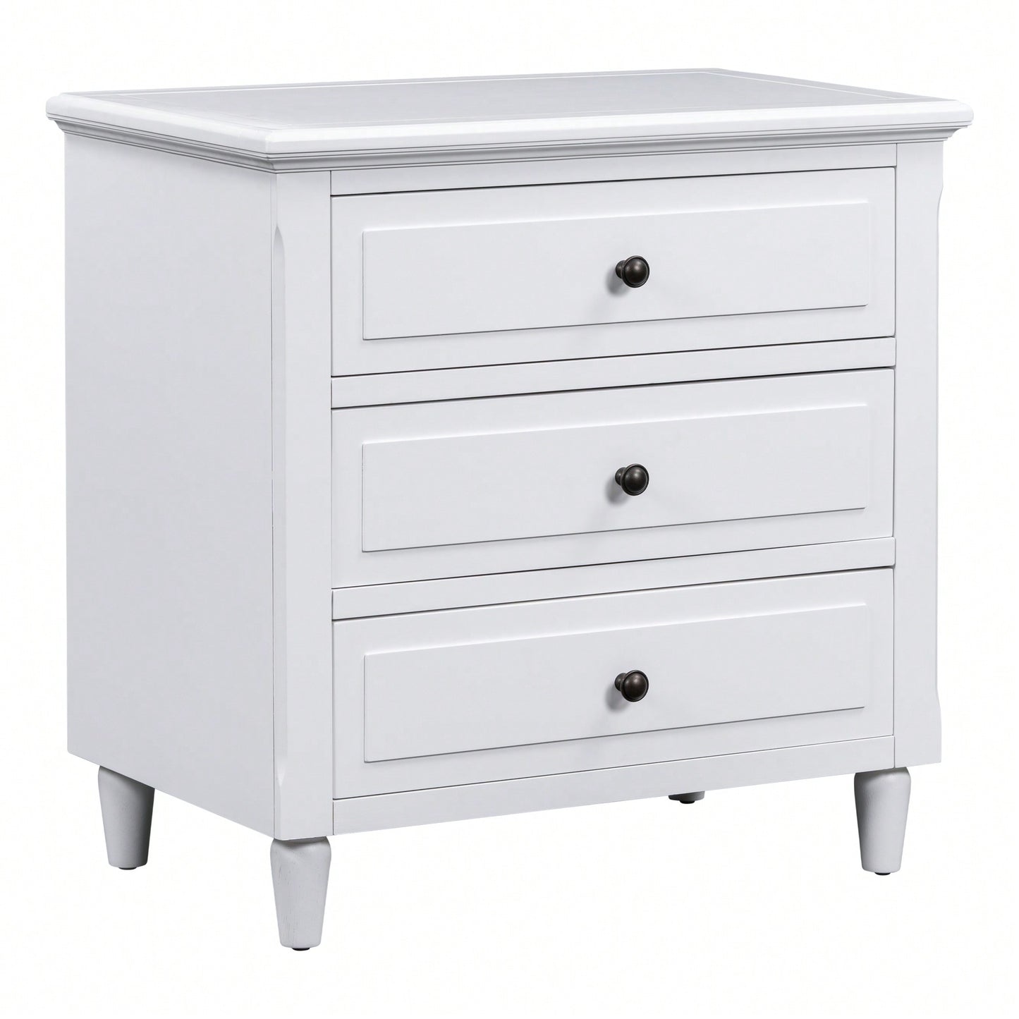 Elegant 3-Drawer Wooden Nightstand With Ample Storage Space For Bedroom Furniture
