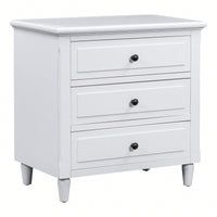 Elegant 3-Drawer Wooden Nightstand With Ample Storage Space For Bedroom Furniture