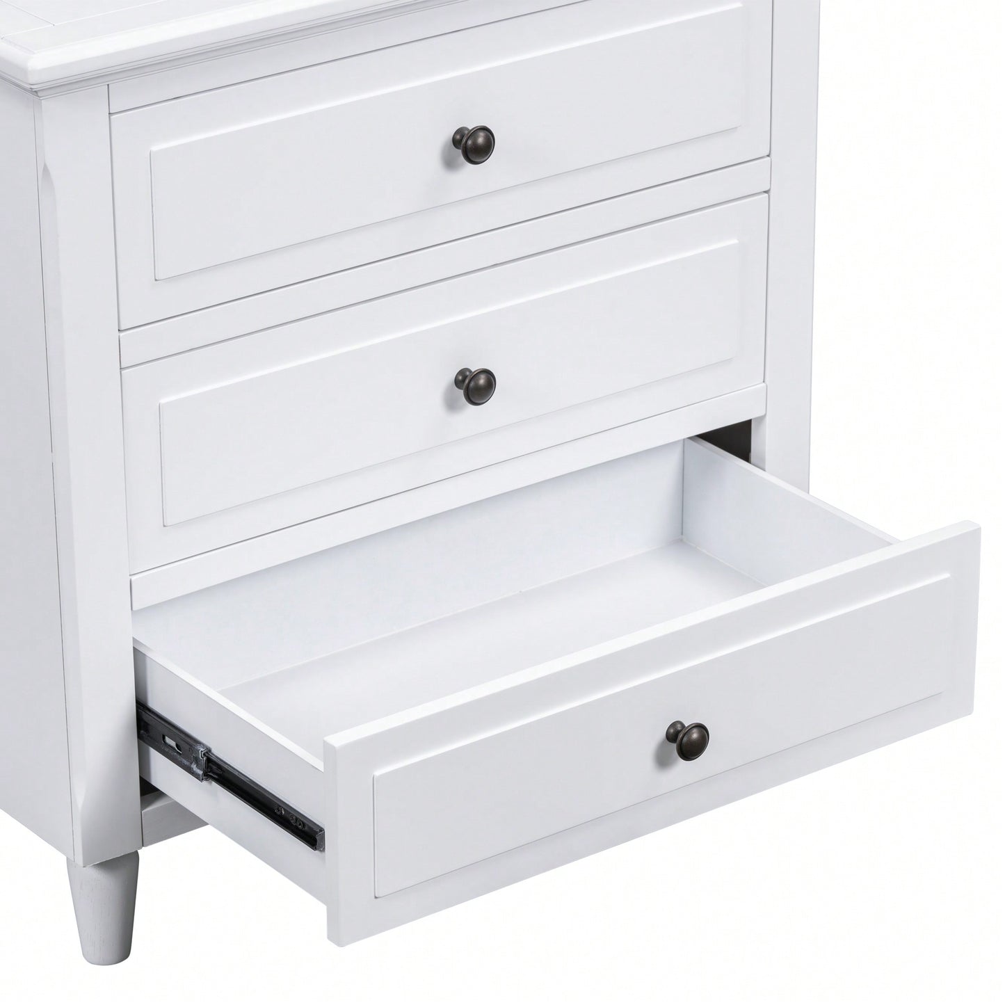 Elegant 3-Drawer Wooden Nightstand With Ample Storage Space For Bedroom Furniture