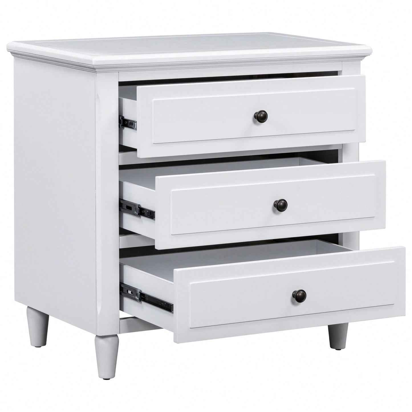 Elegant 3-Drawer Wooden Nightstand With Ample Storage Space For Bedroom Furniture