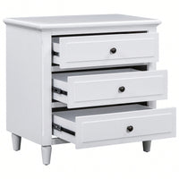 Elegant 3-Drawer Wooden Nightstand With Ample Storage Space For Bedroom Furniture