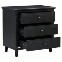 Elegant 3-Drawer Wooden Nightstand With Ample Storage Space For Bedroom Furniture
