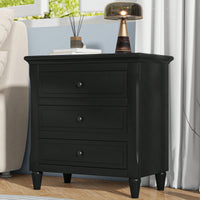 Elegant 3-Drawer Wooden Nightstand With Ample Storage Space For Bedroom Furniture