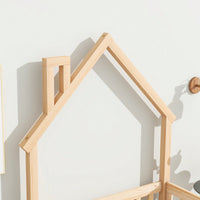 Twin House-Shaped Headboard Floor Bed With Safety Fence In White