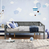 Gray Full Size Daybed With Wood Slat Support For Versatile Bedroom Or Living Room Use