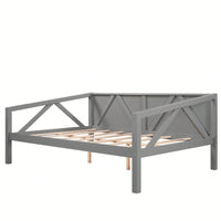 Gray Full Size Daybed With Wood Slat Support For Versatile Bedroom Or Living Room Use