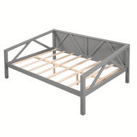 Gray Full Size Daybed With Wood Slat Support For Versatile Bedroom Or Living Room Use