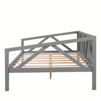 Gray Full Size Daybed With Wood Slat Support For Versatile Bedroom Or Living Room Use