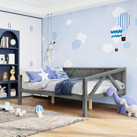 Gray Full Size Daybed With Wood Slat Support For Versatile Bedroom Or Living Room Use