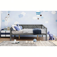 Gray Full Size Daybed With Wood Slat Support For Versatile Bedroom Or Living Room Use