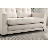 Convertible Futon Sofa Bed Space Saving Loveseat Dark Gray Light Gray Beige Velvet Linen Fabric