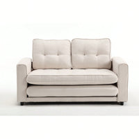 Convertible Futon Sofa Bed Space Saving Loveseat Dark Gray Light Gray Beige Velvet Linen Fabric