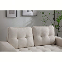 Convertible Futon Sofa Bed Space Saving Loveseat Dark Gray Light Gray Beige Velvet Linen Fabric