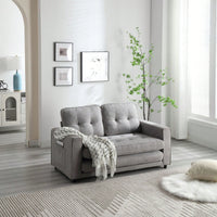 Convertible Futon Sofa Bed Space Saving Loveseat Dark Gray Light Gray Beige Velvet Linen Fabric