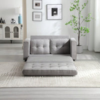 Convertible Futon Sofa Bed Space Saving Loveseat Dark Gray Light Gray Beige Velvet Linen Fabric