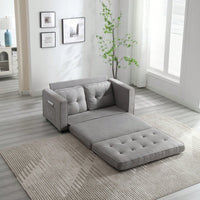 Convertible Futon Sofa Bed Space Saving Loveseat Dark Gray Light Gray Beige Velvet Linen Fabric