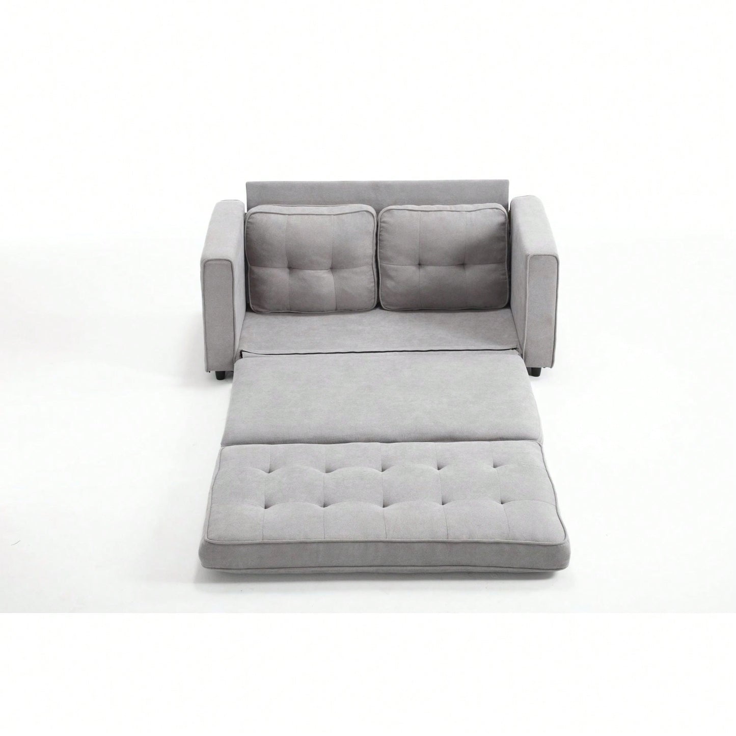 Convertible Futon Sofa Bed Space Saving Loveseat Dark Gray Light Gray Beige Velvet Linen Fabric