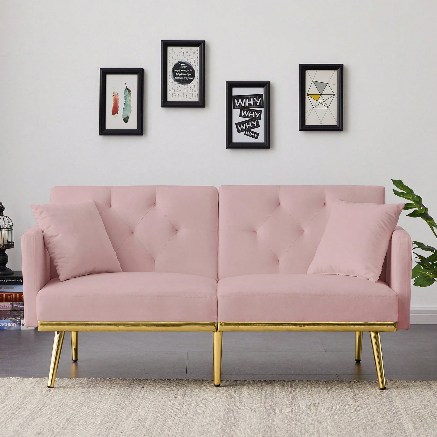 Luxurious Pink Velvet Sofa Bed With Modern Design For Stylish Living Spaces