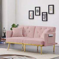 Luxurious Pink Velvet Sofa Bed With Modern Design For Stylish Living Spaces