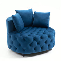 Classic Barrel Accent Chair for Living Room | Modern Blue Leisure Sofa Chair