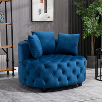 Classic Barrel Accent Chair for Living Room | Modern Blue Leisure Sofa Chair