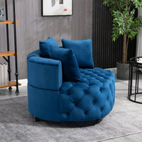 Classic Barrel Accent Chair for Living Room | Modern Blue Leisure Sofa Chair