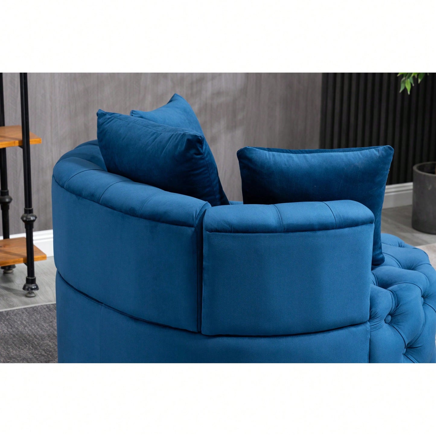 Classic Barrel Accent Chair for Living Room | Modern Blue Leisure Sofa Chair