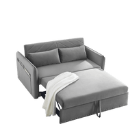 Versatile Sleeper Sofa Bed With USB Port, 3-In-1 Adjustable Design, Pull-Out Bed, 2 Lumbar Pillows, Soft Velvet Upholstery, Ideal For Living Room Or Bedroom