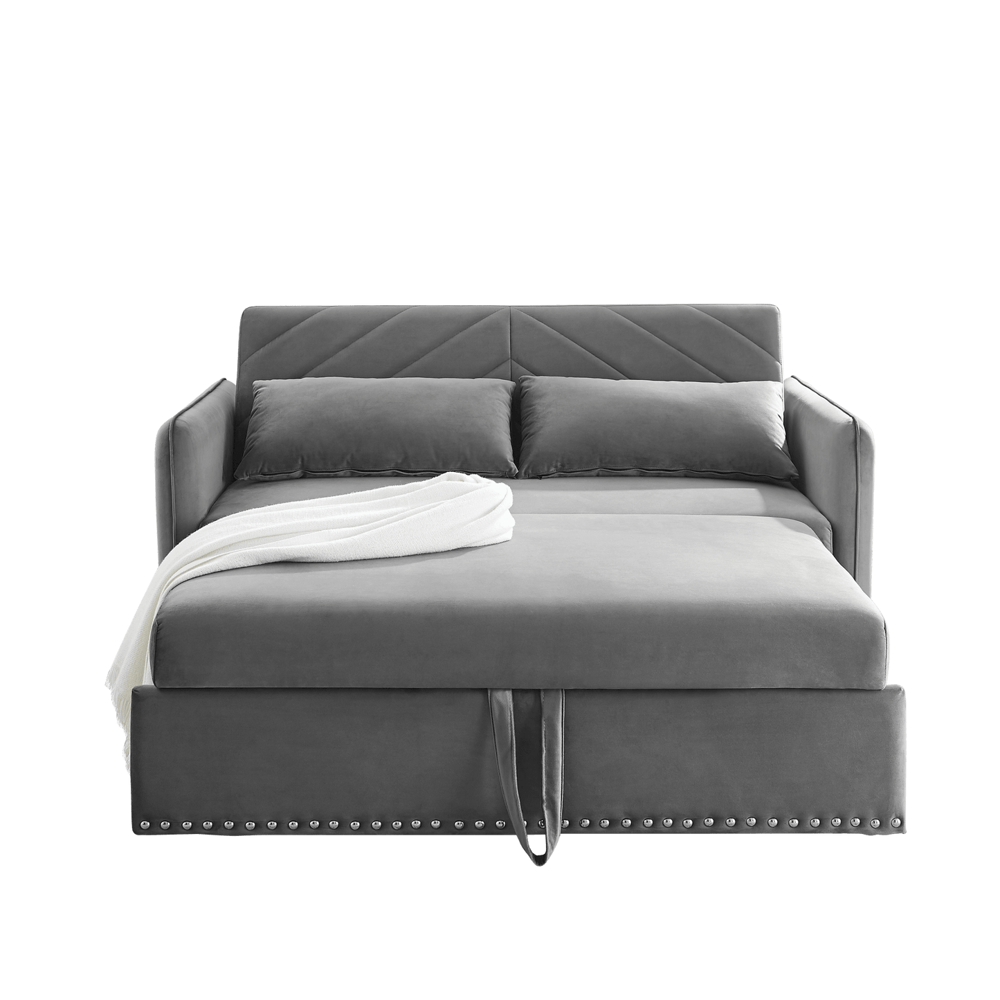 Versatile Sleeper Sofa Bed With USB Port, 3-In-1 Adjustable Design, Pull-Out Bed, 2 Lumbar Pillows, Soft Velvet Upholstery, Ideal For Living Room Or Bedroom