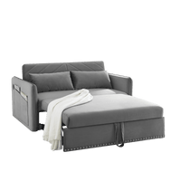 Versatile Sleeper Sofa Bed With USB Port, 3-In-1 Adjustable Design, Pull-Out Bed, 2 Lumbar Pillows, Soft Velvet Upholstery, Ideal For Living Room Or Bedroom