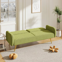 70.47 Inch Green Fabric Double Sofa With Split Backrest And Two Throw Pillows For Living Room Apartment Home Office