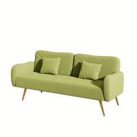 70.47 Inch Green Fabric Double Sofa With Split Backrest And Two Throw Pillows For Living Room Apartment Home Office