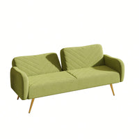 70.47 Inch Green Fabric Double Sofa With Split Backrest And Two Throw Pillows For Living Room Apartment Home Office