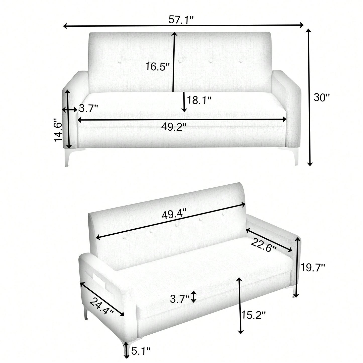 Versatile Double Sofa With Multi-Functional Storage For Living Room, Apartment, And Home Office