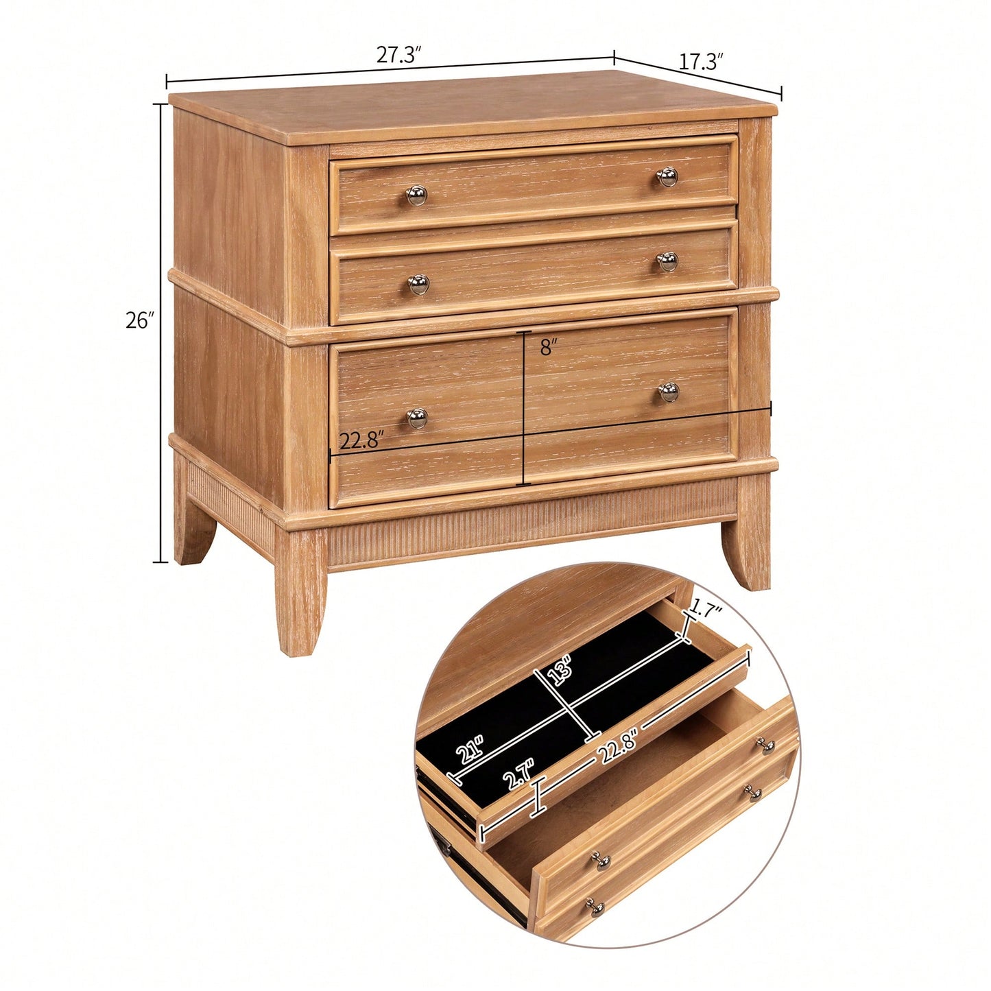 Elegant 3-Drawer Side Table For Living Room Hallway Entryway Storage Solution