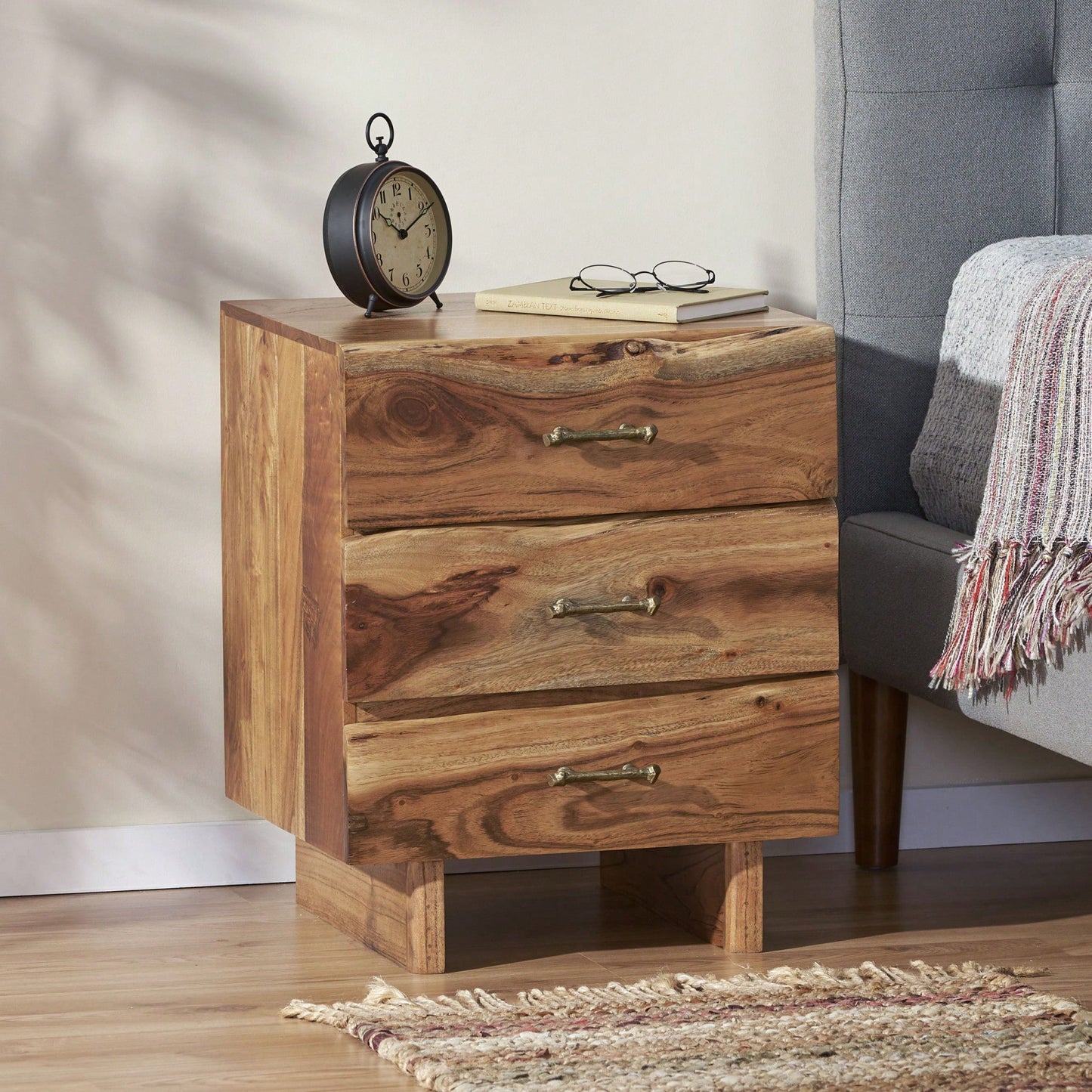 Modern Minimalist Nightstand With Drawer And Open Shelf For Bedroom Storage