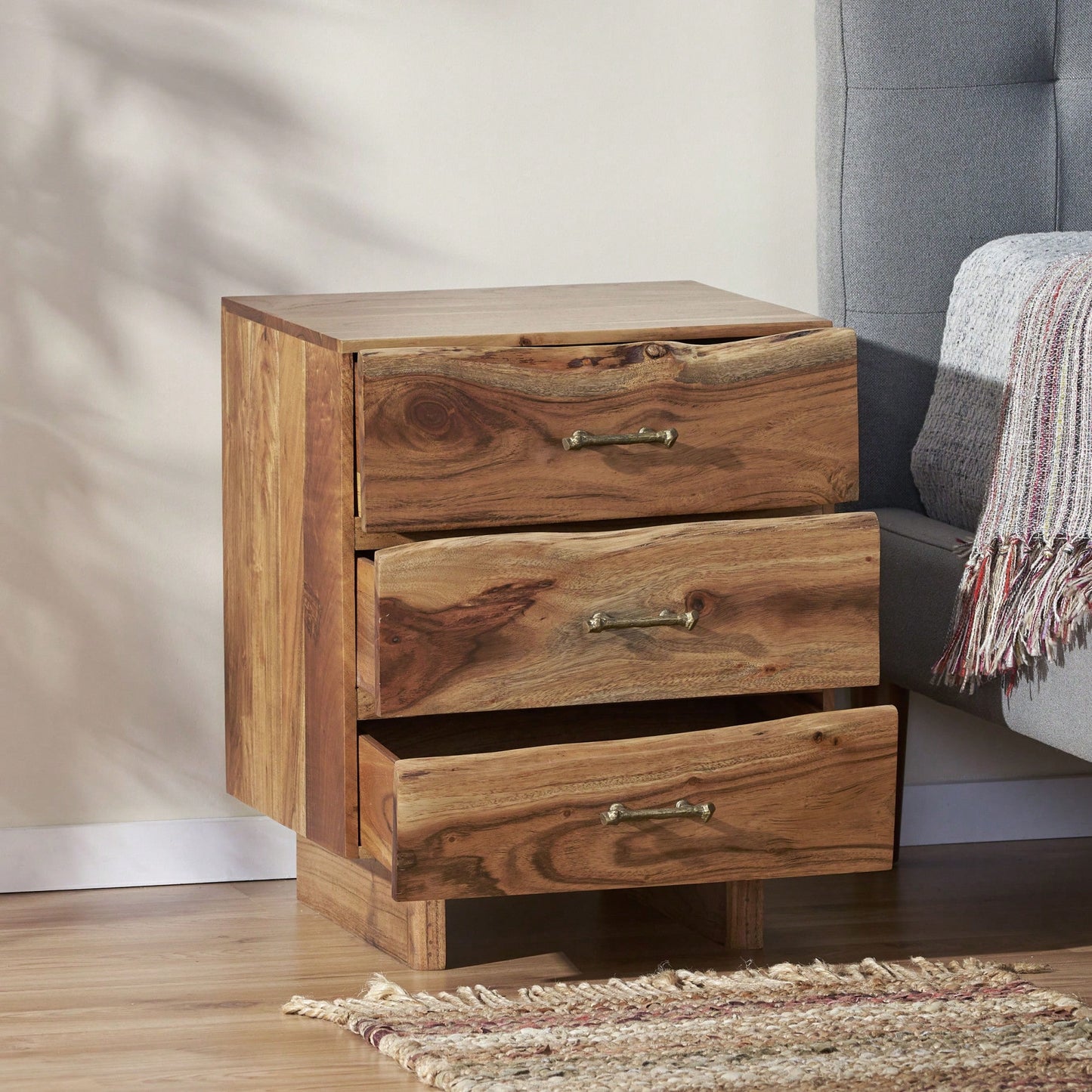 Modern Minimalist Nightstand With Drawer And Open Shelf For Bedroom Storage