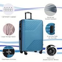 Lightweight 3 Piece Hardshell Luggage Set With Double Spinner Wheels And TSA Lock 20'' 24'' 28'' Suitcases