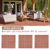 Outdoor Waterproof Interlocking Plastic Deck Tiles 11.8x11.8 For Garden Poolside Patio Flooring Mahogany Color Pack Of 44