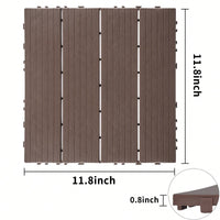 Outdoor Waterproof Interlocking Plastic Deck Tiles 11.8x11.8 For Garden Poolside Patio Flooring Mahogany Color Pack Of 44