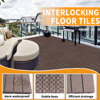 Outdoor Waterproof Interlocking Plastic Deck Tiles 11.8x11.8 For Garden Poolside Patio Flooring Mahogany Color Pack Of 44