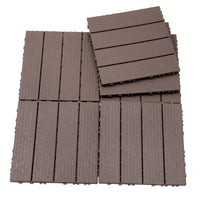 Outdoor Waterproof Interlocking Plastic Deck Tiles 11.8x11.8 For Garden Poolside Patio Flooring Mahogany Color Pack Of 44