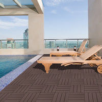 Outdoor Waterproof Interlocking Plastic Deck Tiles 11.8x11.8 For Garden Poolside Patio Flooring Mahogany Color Pack Of 44