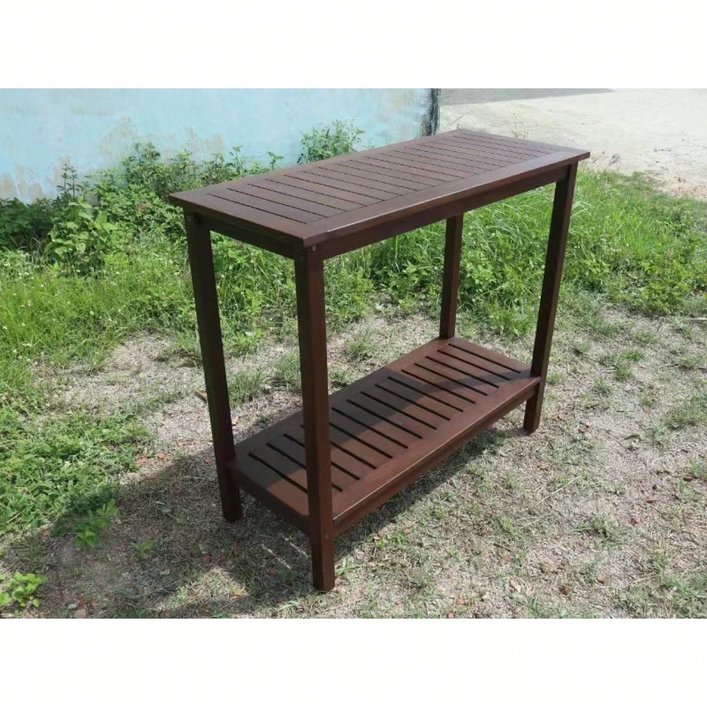 Light Brown Acacia Wood Potting Table For Garden Balcony And Garage
