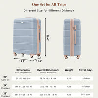 4 Piece Expandable 20-Inch Luggage Set With USB Port Durable ABS Hard Shell Suitcase Travel Bag Spinner Wheels Beige And Gold