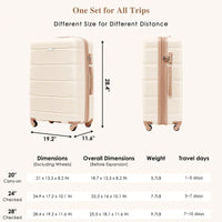 4 Piece Expandable 20-Inch Luggage Set With USB Port Durable ABS Hard Shell Suitcase Travel Bag Spinner Wheels Beige And Gold